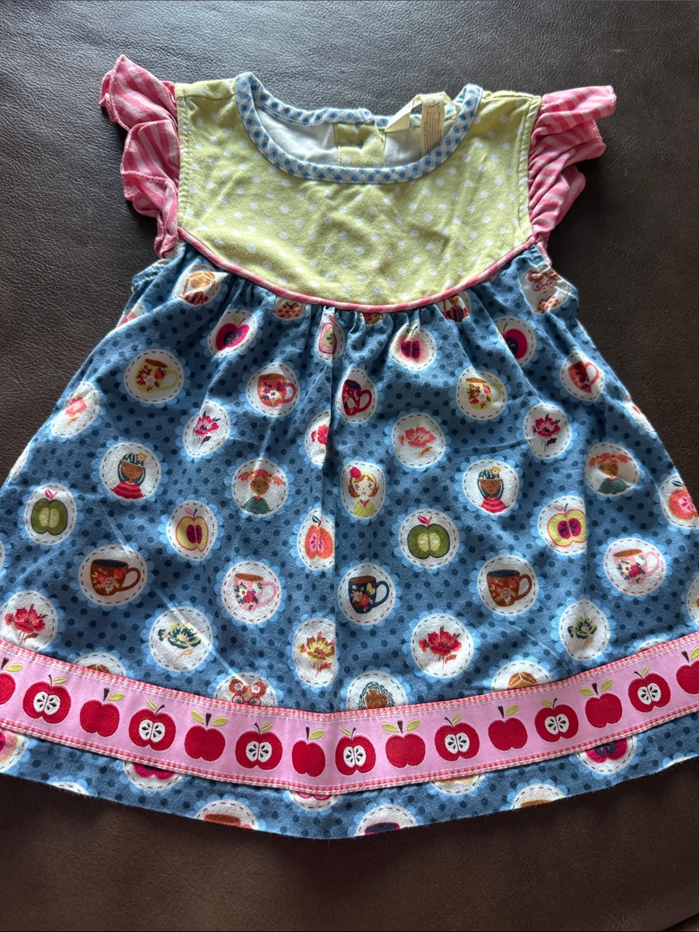 Matilda Jane Pink Blue Green Apple Print Girls Top